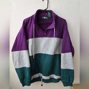 Hunt Club Vintage 80s Sweater - Purple, Gray, and Green